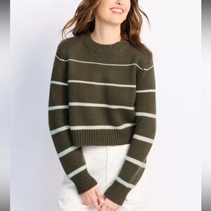 Z Supply NWT Milan Olive and Cream Striped Sweater XS